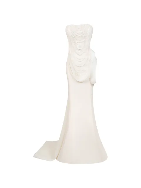 Gaby Charbachy  vestido largo con estampado floral