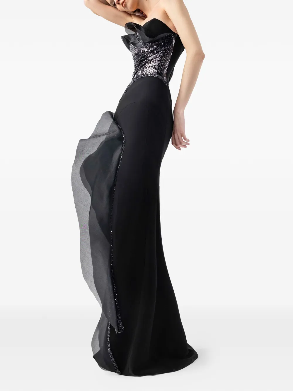  Gaby Charbachy Sequin-embellished Strapless Gown - Black 