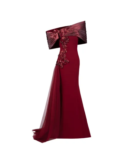 Gaby Charbachy blommig maxiklänning i off shoulder-modell