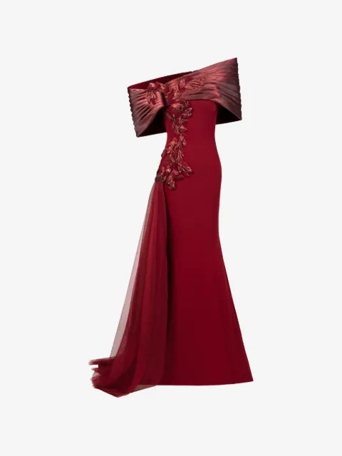 Gaby Charbachy  floral off-the-shoulder gown