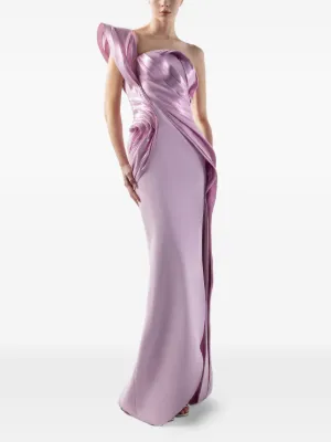strapless open back dress Women's Leonard Layered Straight Across Neck Organza Ankle Length Dress  XS/S/M/L/XL Blue/Pink  Happy Clothing
