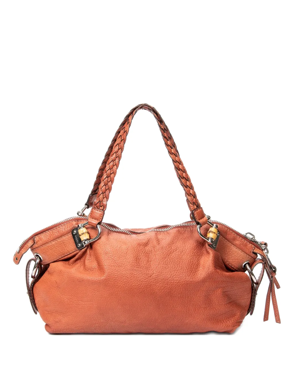 Gucci Pre-Owned Boston braided handle leather tote bag - Arancione