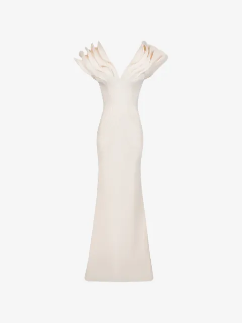 Gaby Charbachy  ruffled V-neck gown