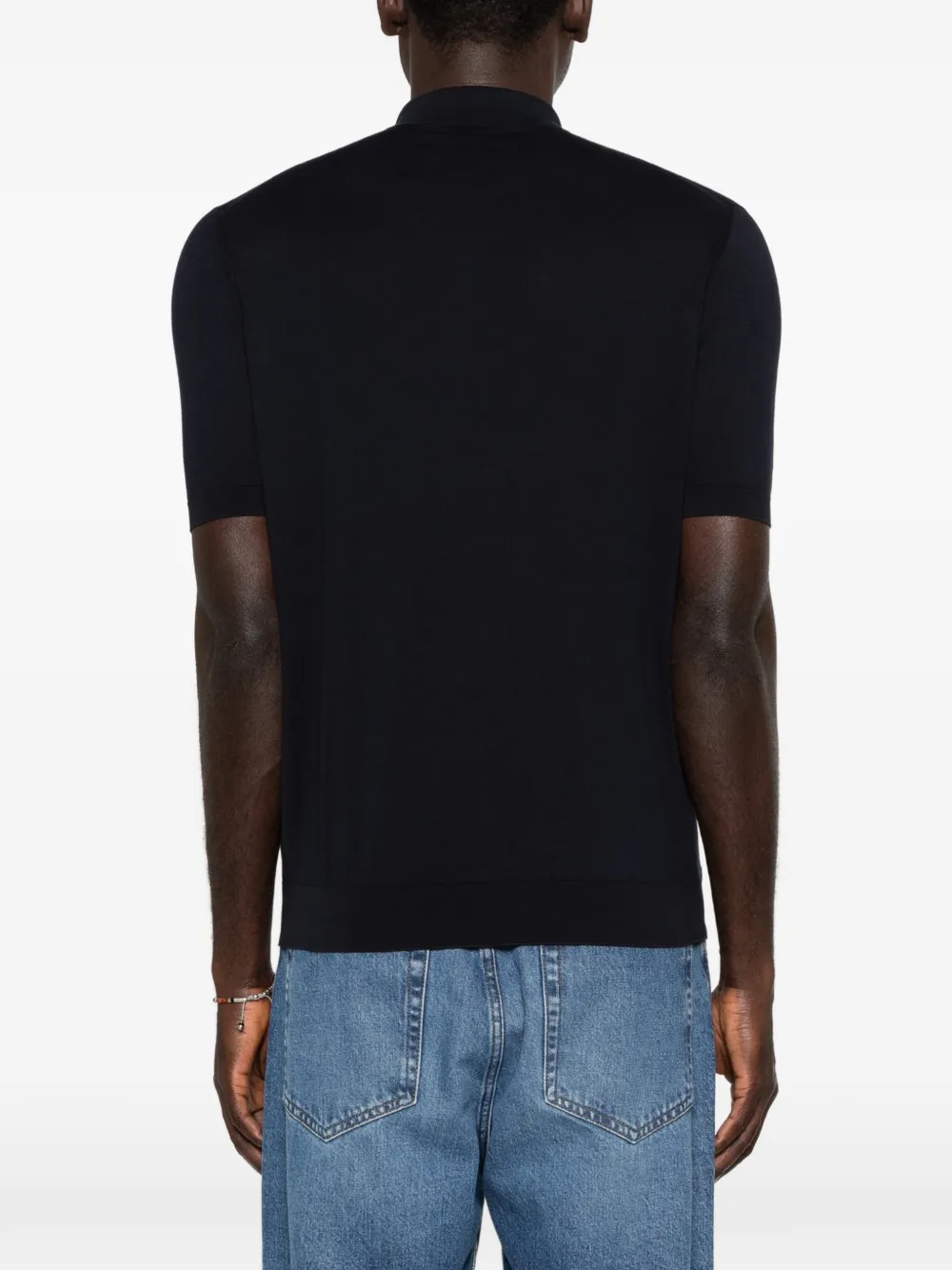 Fedeli Button-up poloshirt Blauw