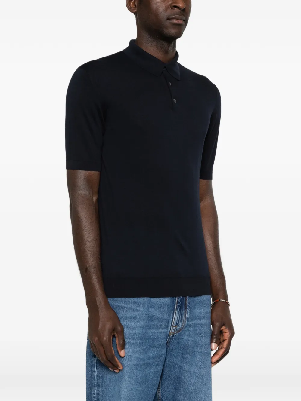 Fedeli Button-up poloshirt Blauw