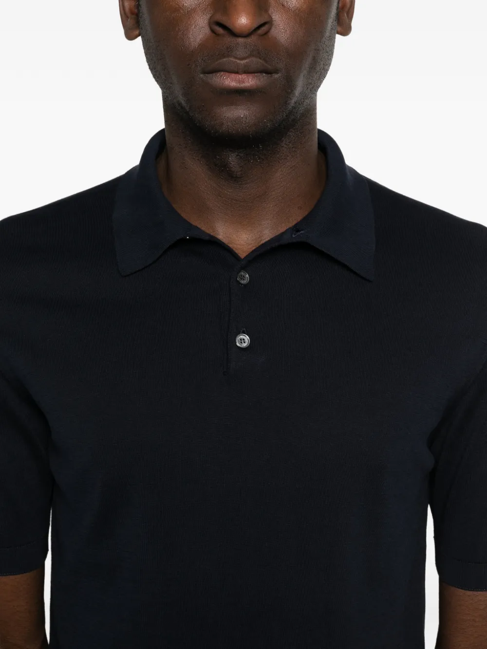 Fedeli Button-up poloshirt Blauw