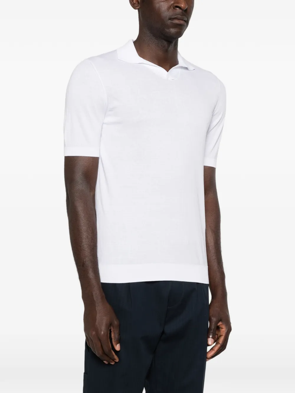 Fedeli T-shirt met polokraag Wit