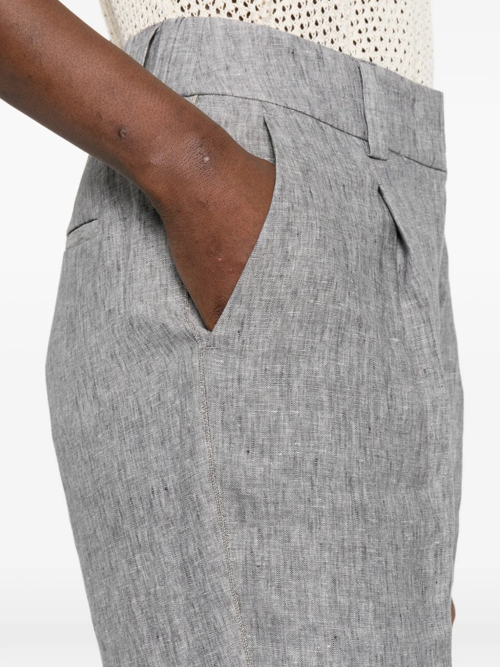Peserico Geplooide broek met cuffs Grijs