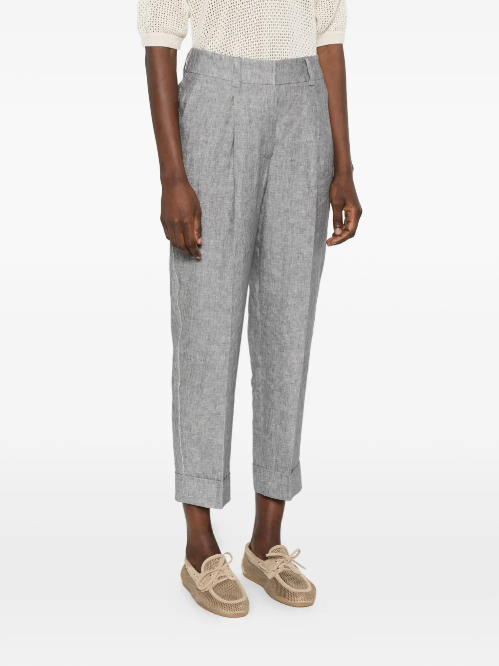Peserico Geplooide broek met cuffs Grijs