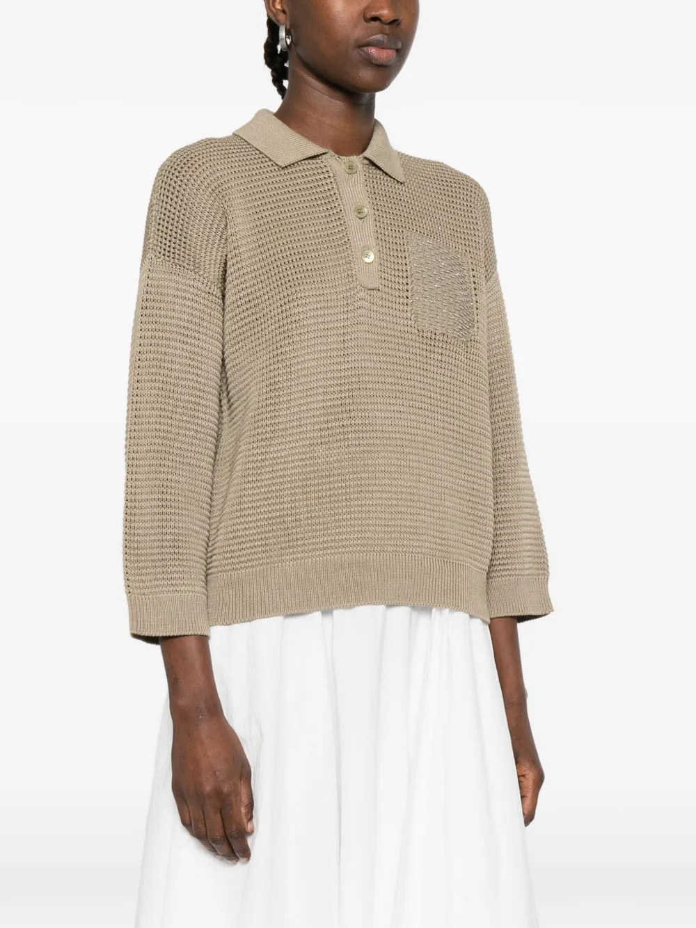 Peserico Poloshirt met knopen Beige
