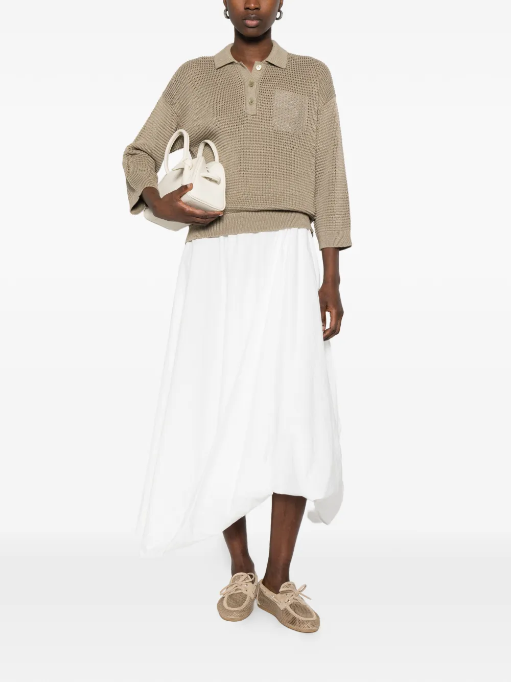 Peserico Poloshirt met knopen Beige