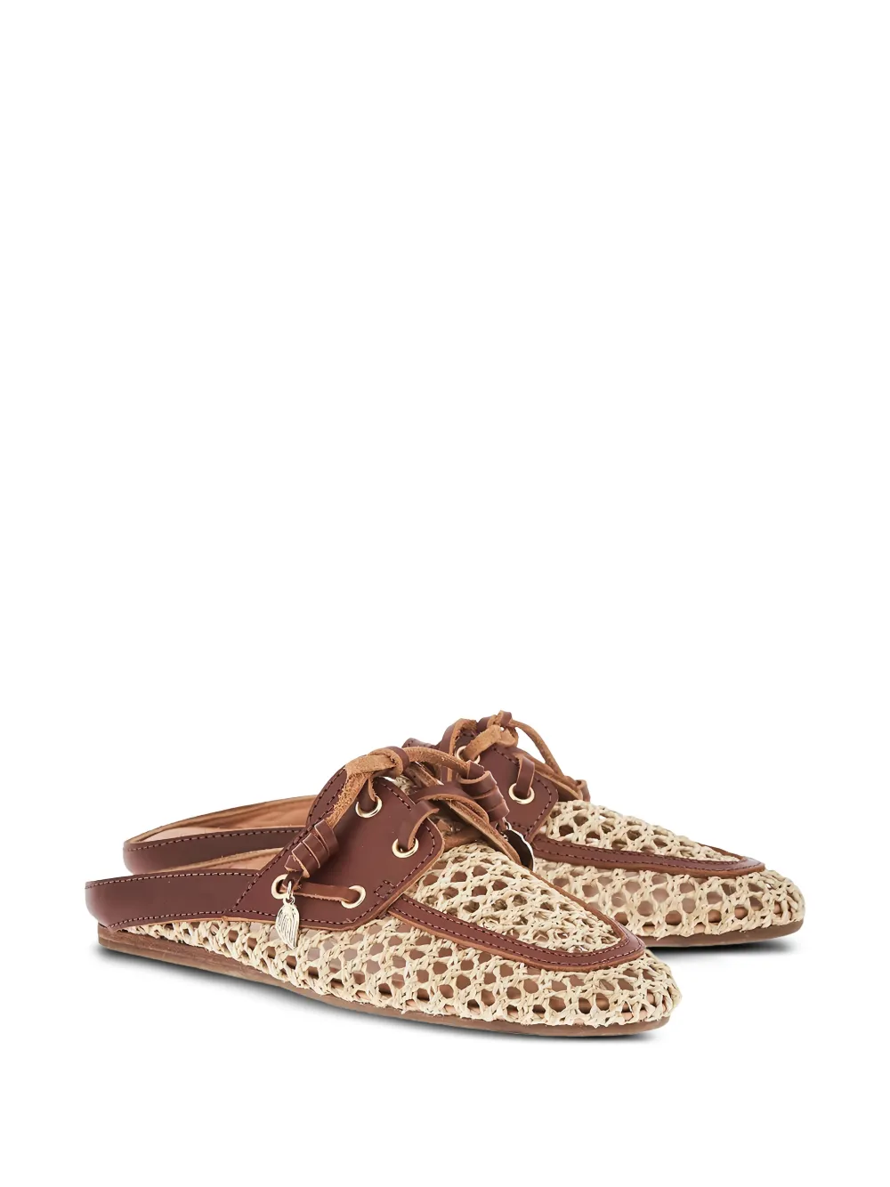 Ancient Greek Sandals Naveta geweven muiltjes Beige