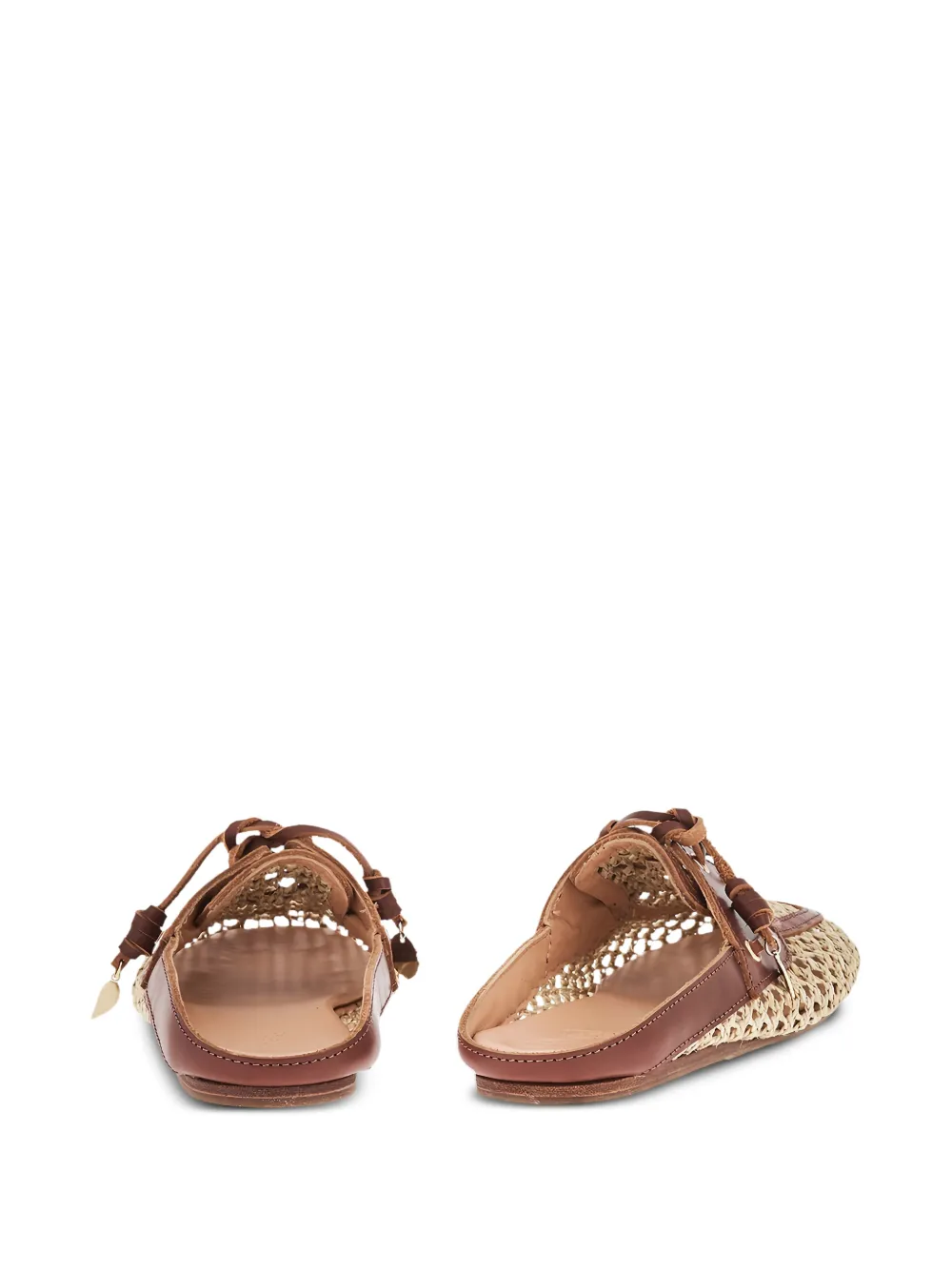 Ancient Greek Sandals Naveta geweven muiltjes Beige