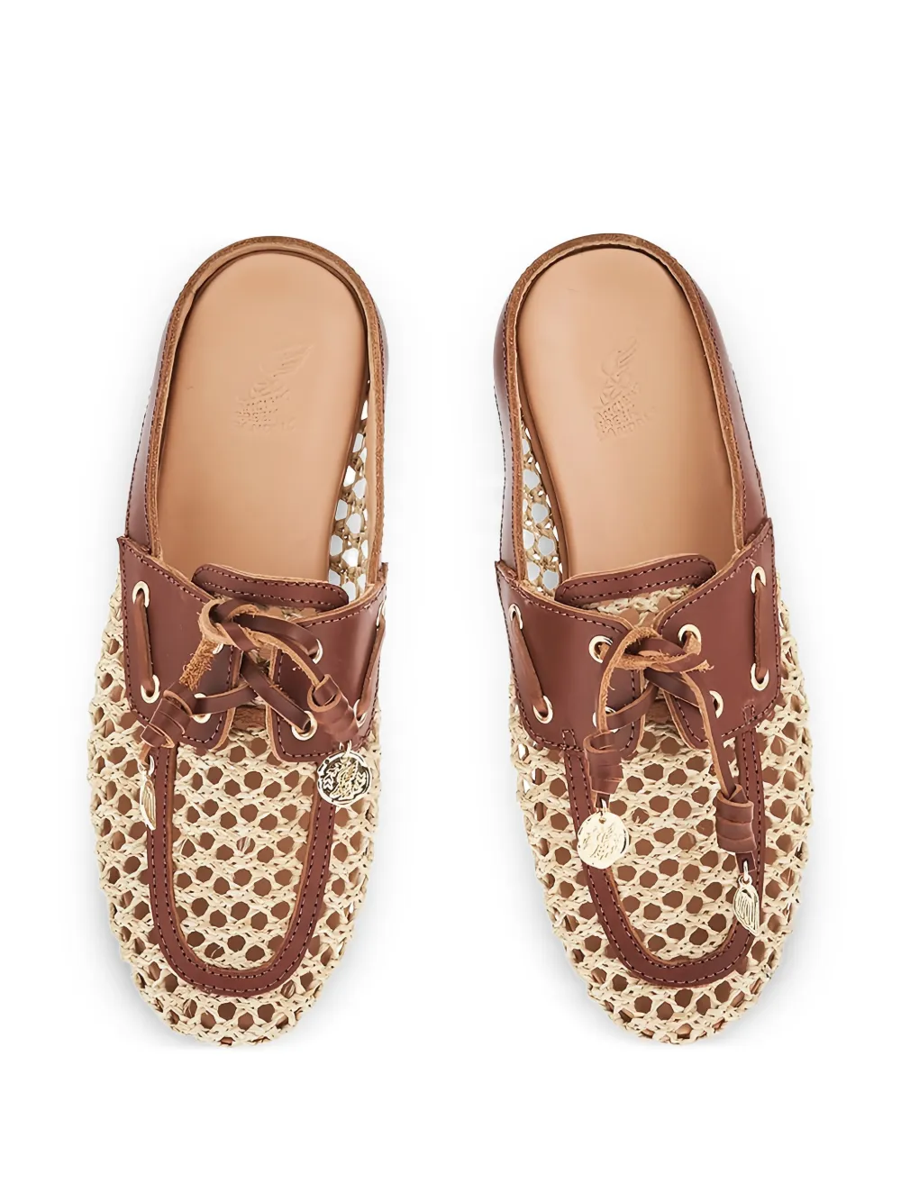 Ancient Greek Sandals Naveta geweven muiltjes Beige