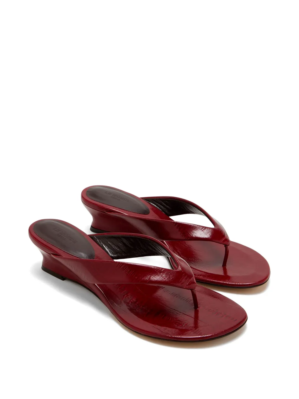 Le Monde Beryl leather wedge sandals Rood