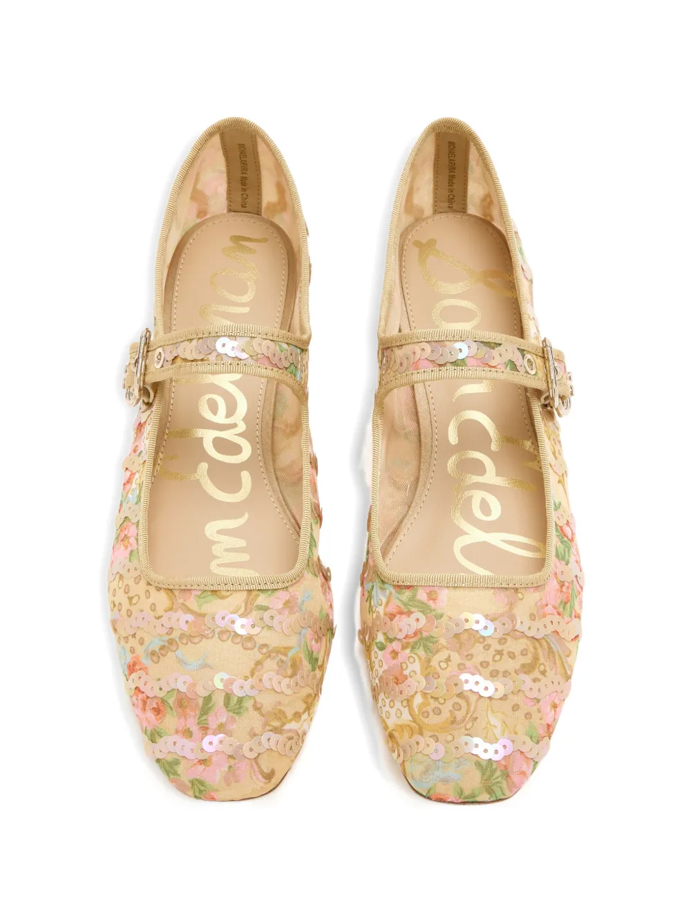 Sam Edelman floral sequins ballet flats Beige