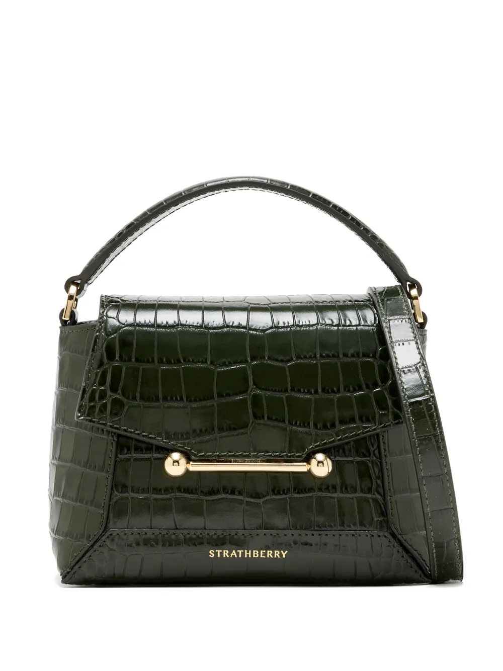 Strathberry croc-effect Satchel Cross Body Bag | Green | FARFETCH