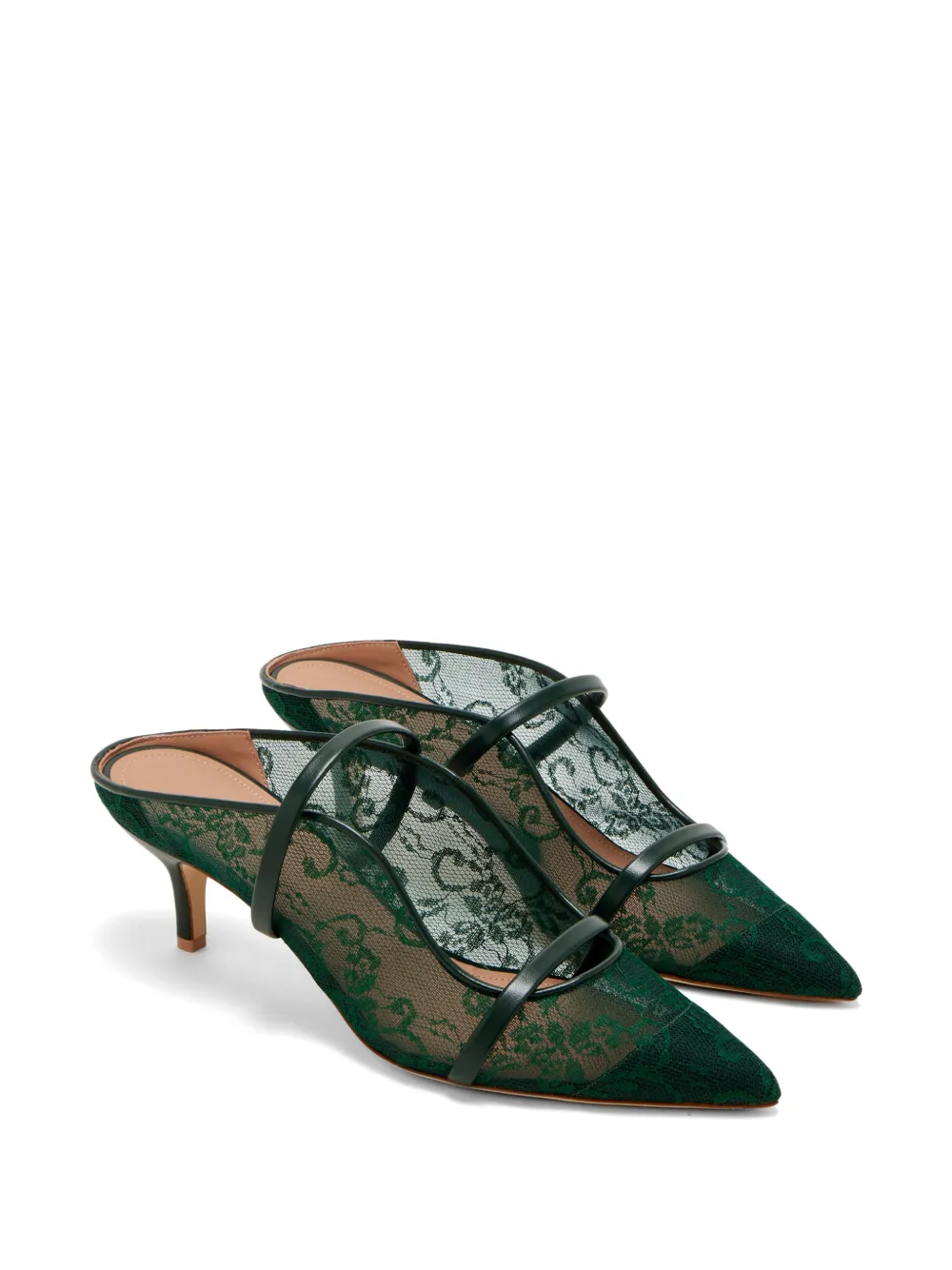 Malone Souliers x Nojoud Alrumaihi Maureen leather-strap mules Groen