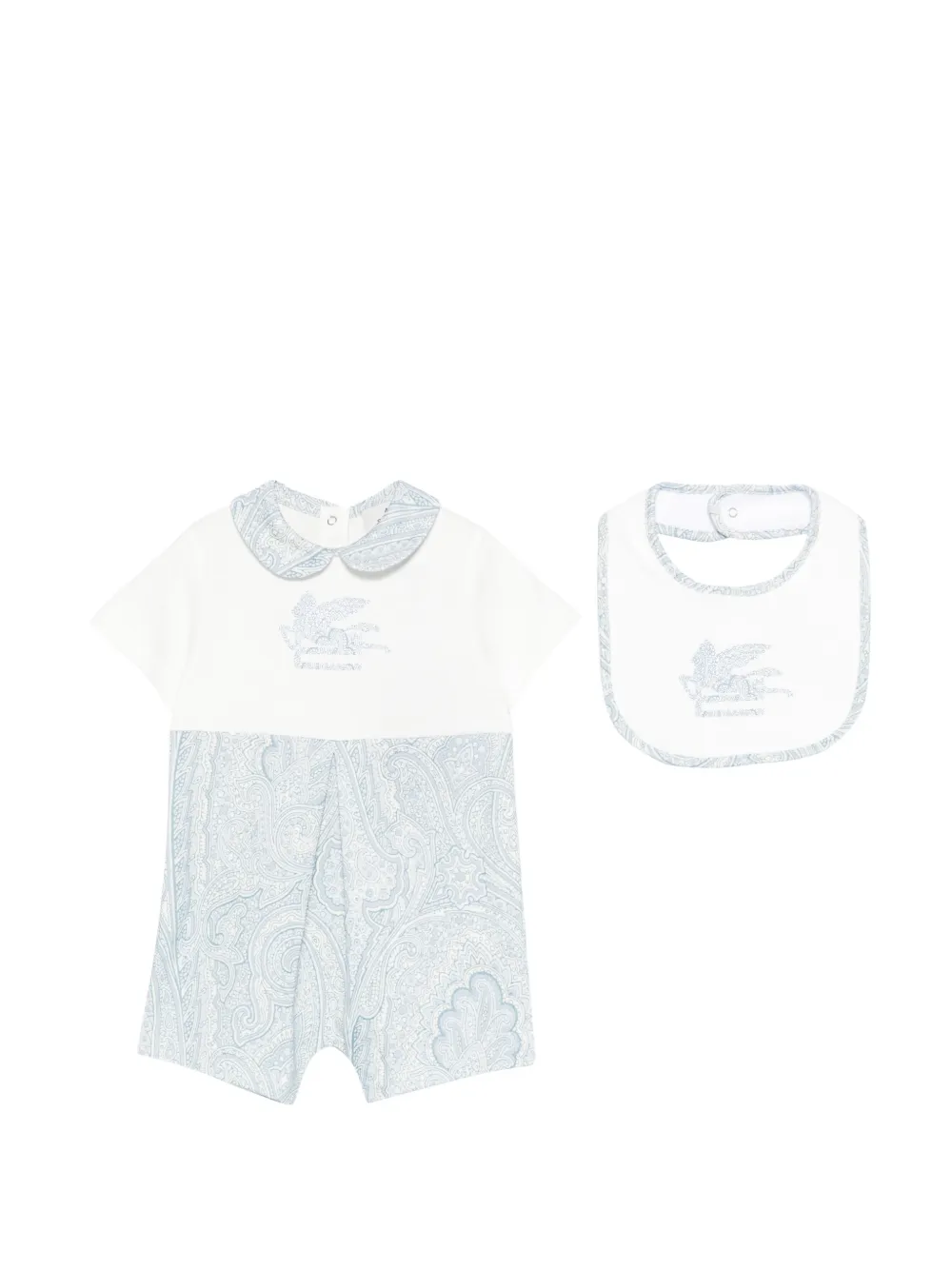 ETRO KIDS paisley-print bib babygrow (set of two) - Bianco