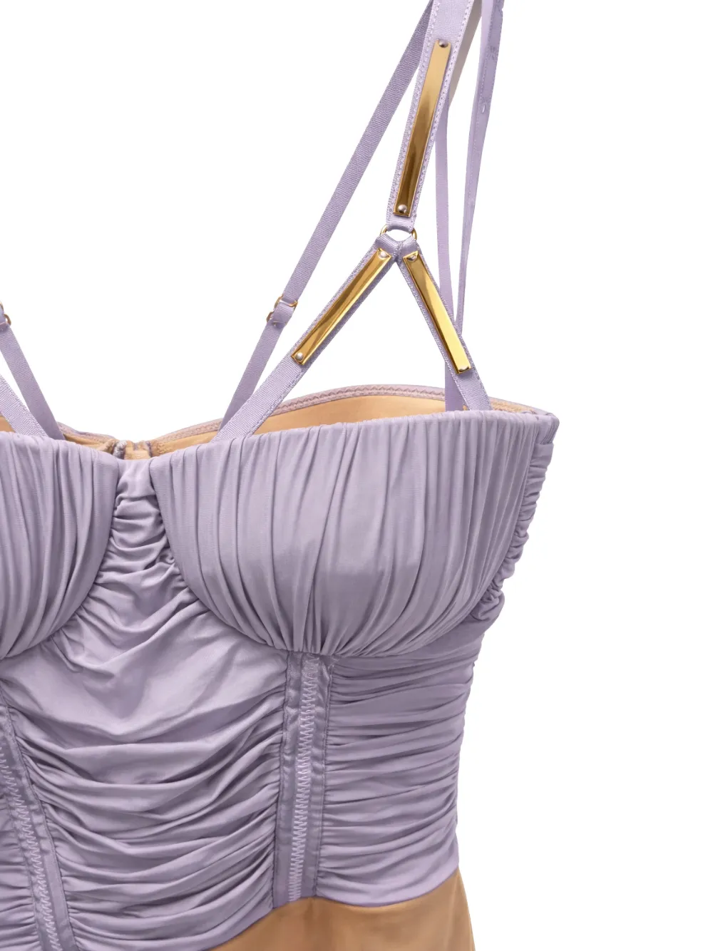  Elisabetta Franchi Ruched Strap Bodysuit - Purple 