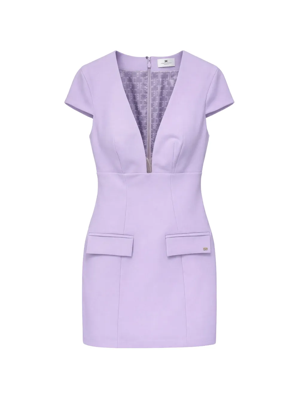 Elisabetta Franchi V-neck flap-pocket mini dress - Viola