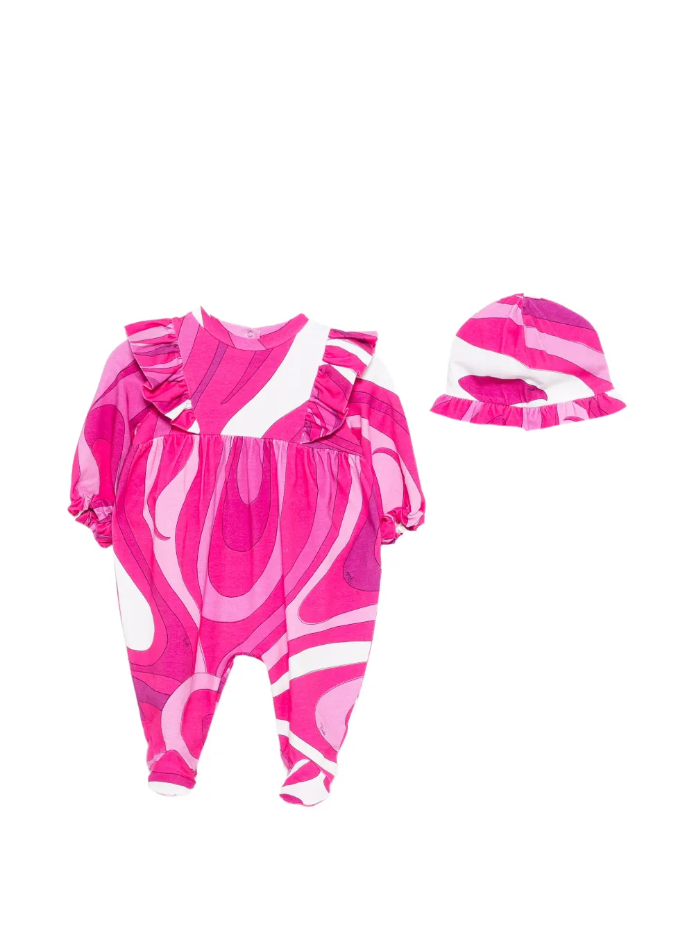 PUCCI Junior ruffled patterned babygrow set - Rosa
