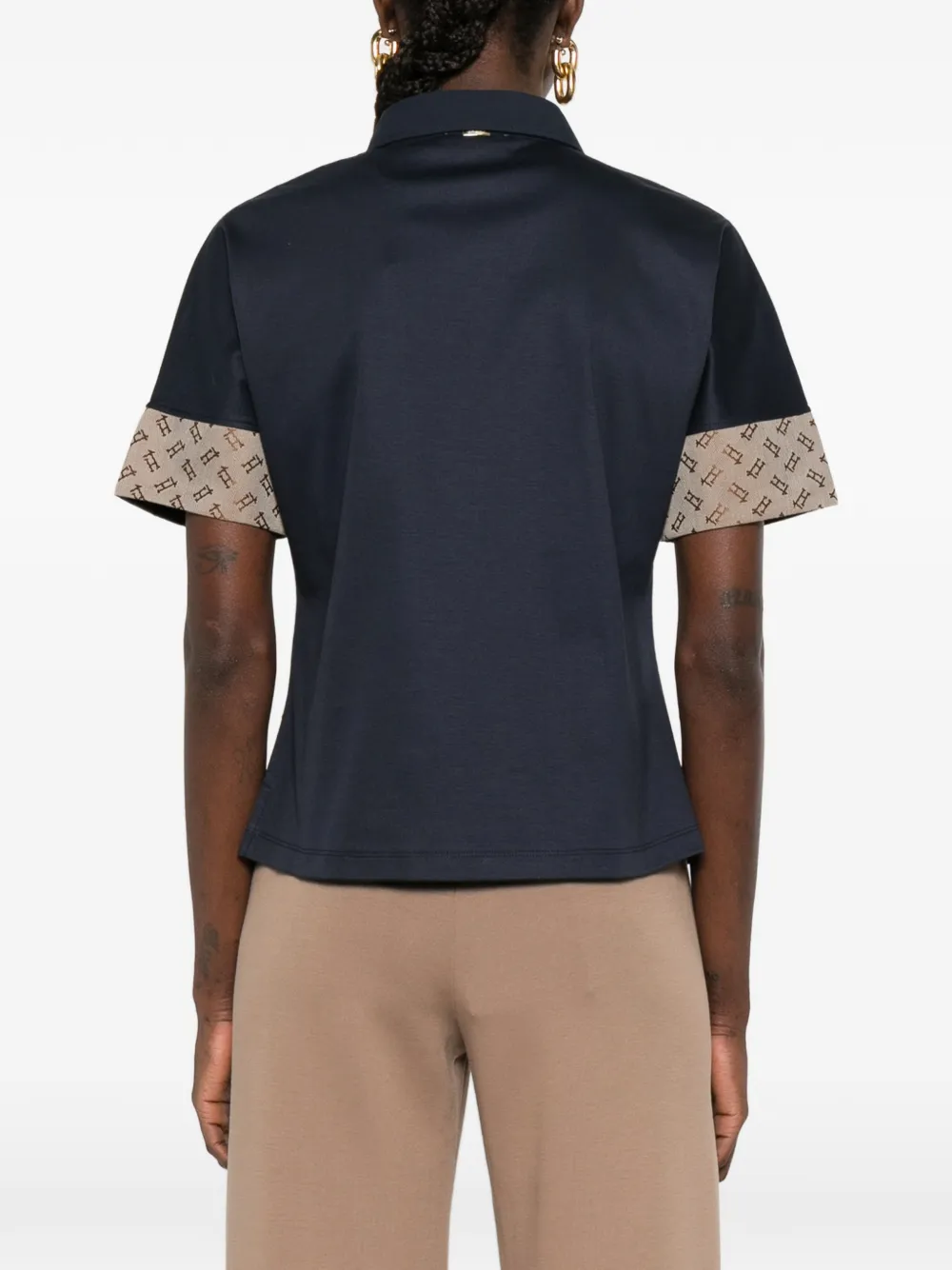 Herno Polotop met print en manchetten Blauw
