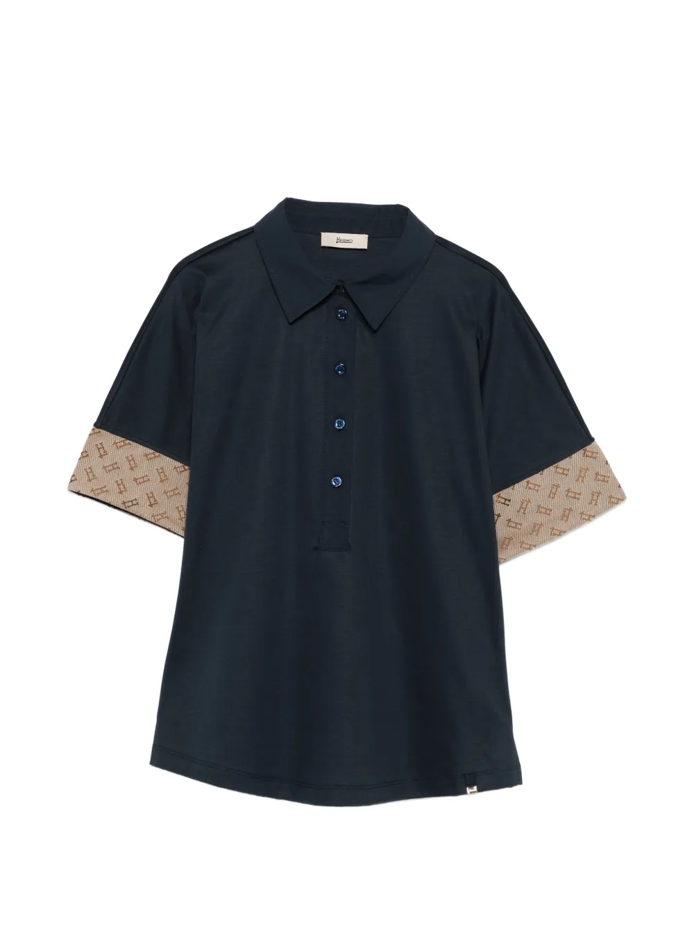 Herno printed-cuff polo top - Blu