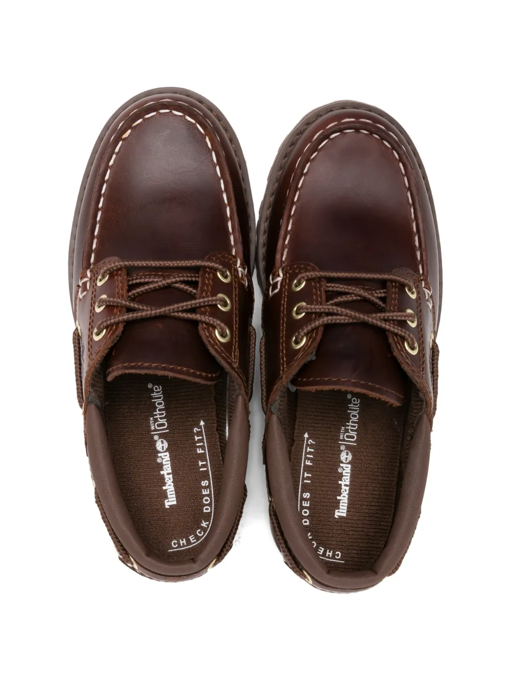 Timberland Kids Leren loafers met kant Bruin