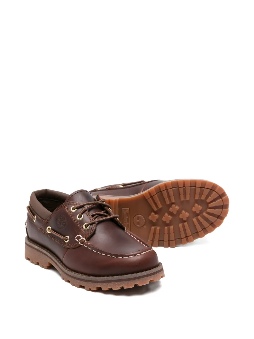 Timberland Kids Leren loafers met kant Bruin