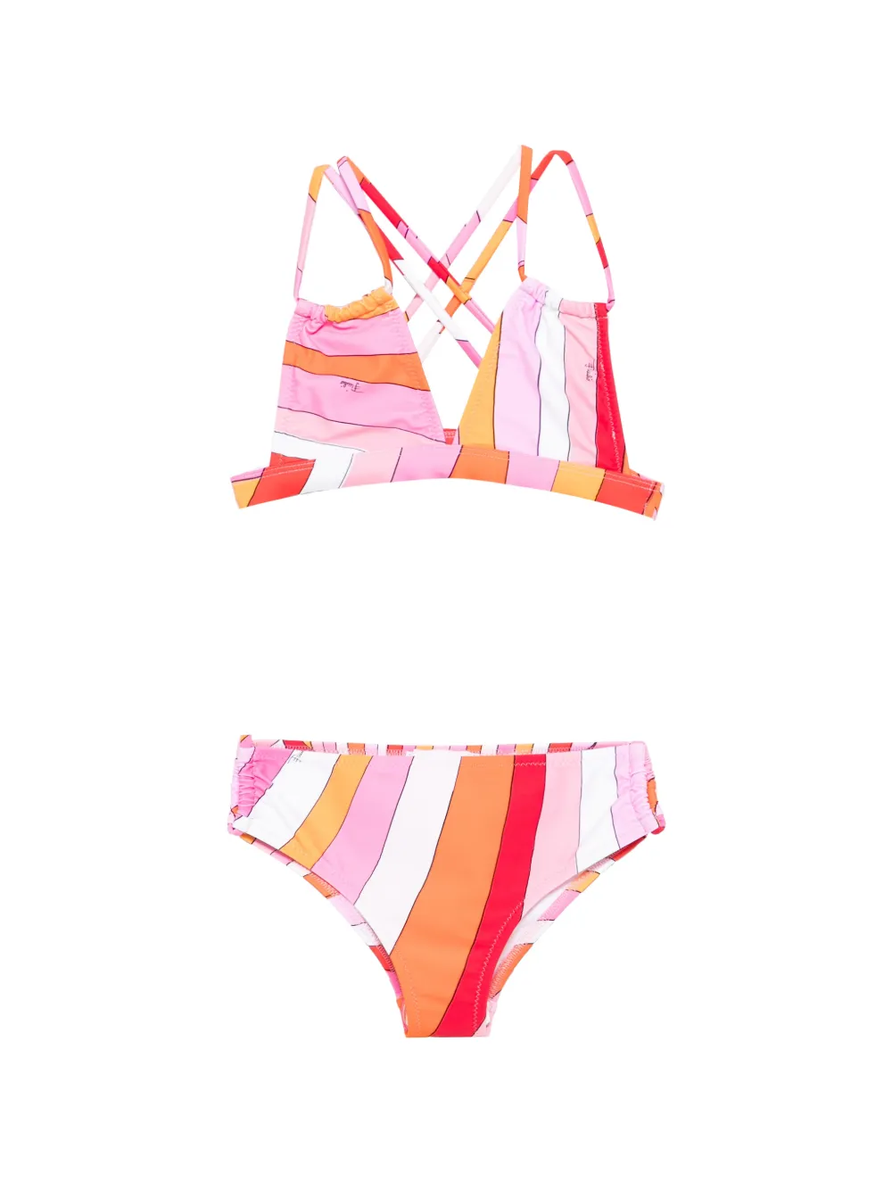 PUCCI Junior striped cross-strap bikini - Rosa