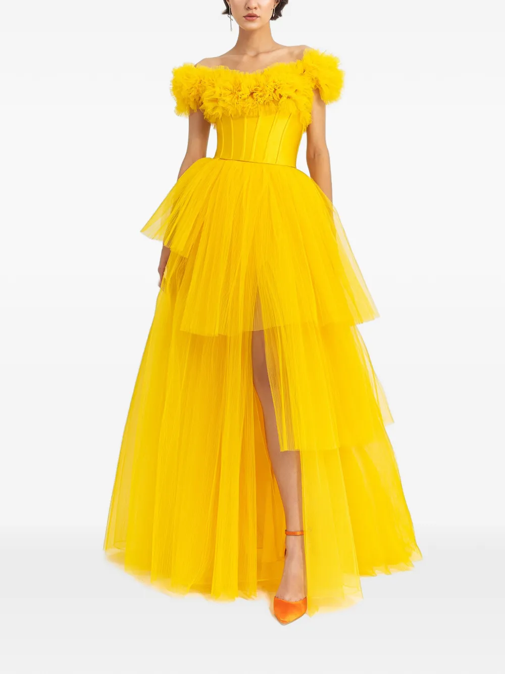 Gemy Maalouf pleated layered maxi dress - Giallo