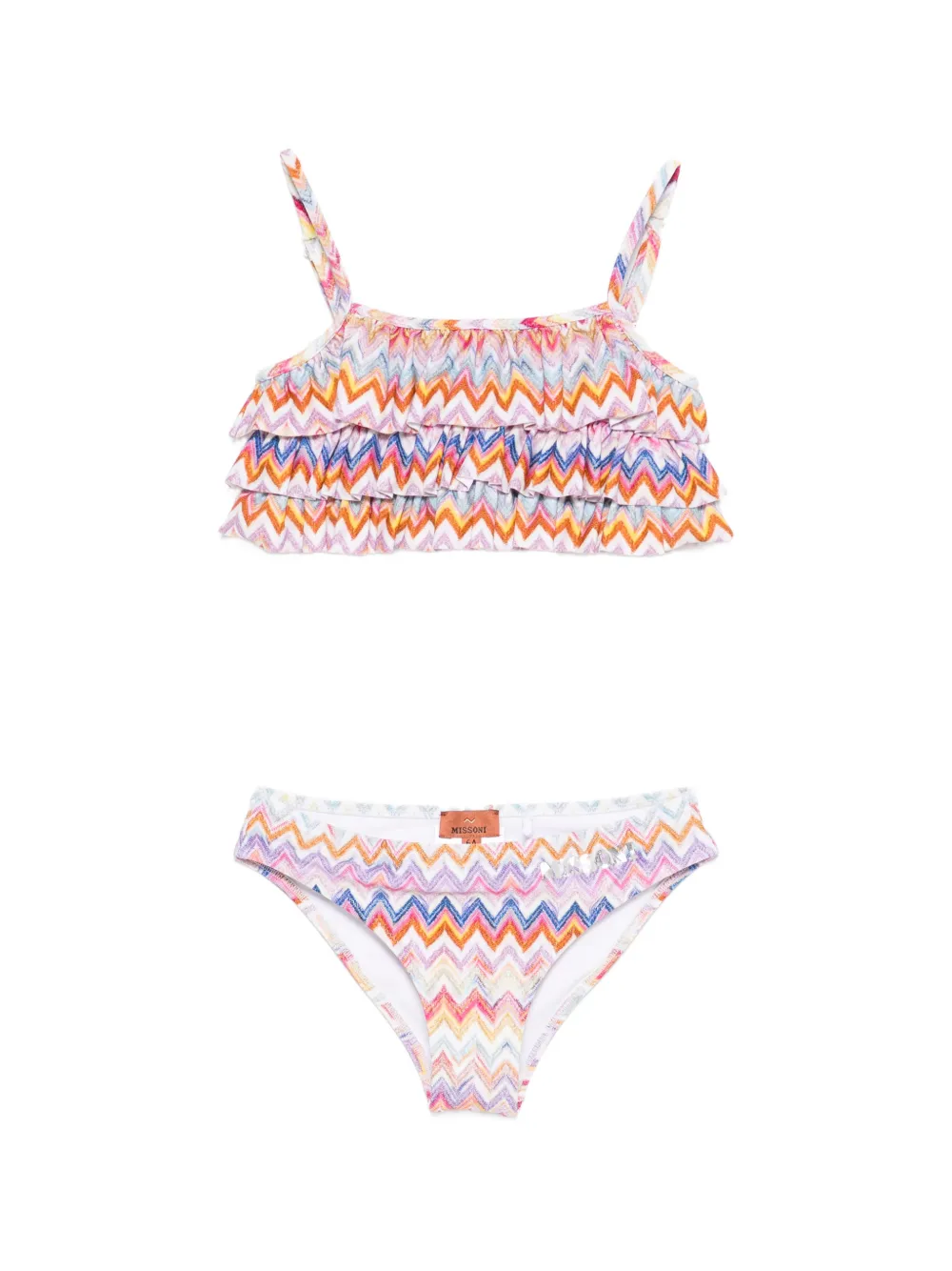 Missoni Kids ruffled chevron bikini - Bianco