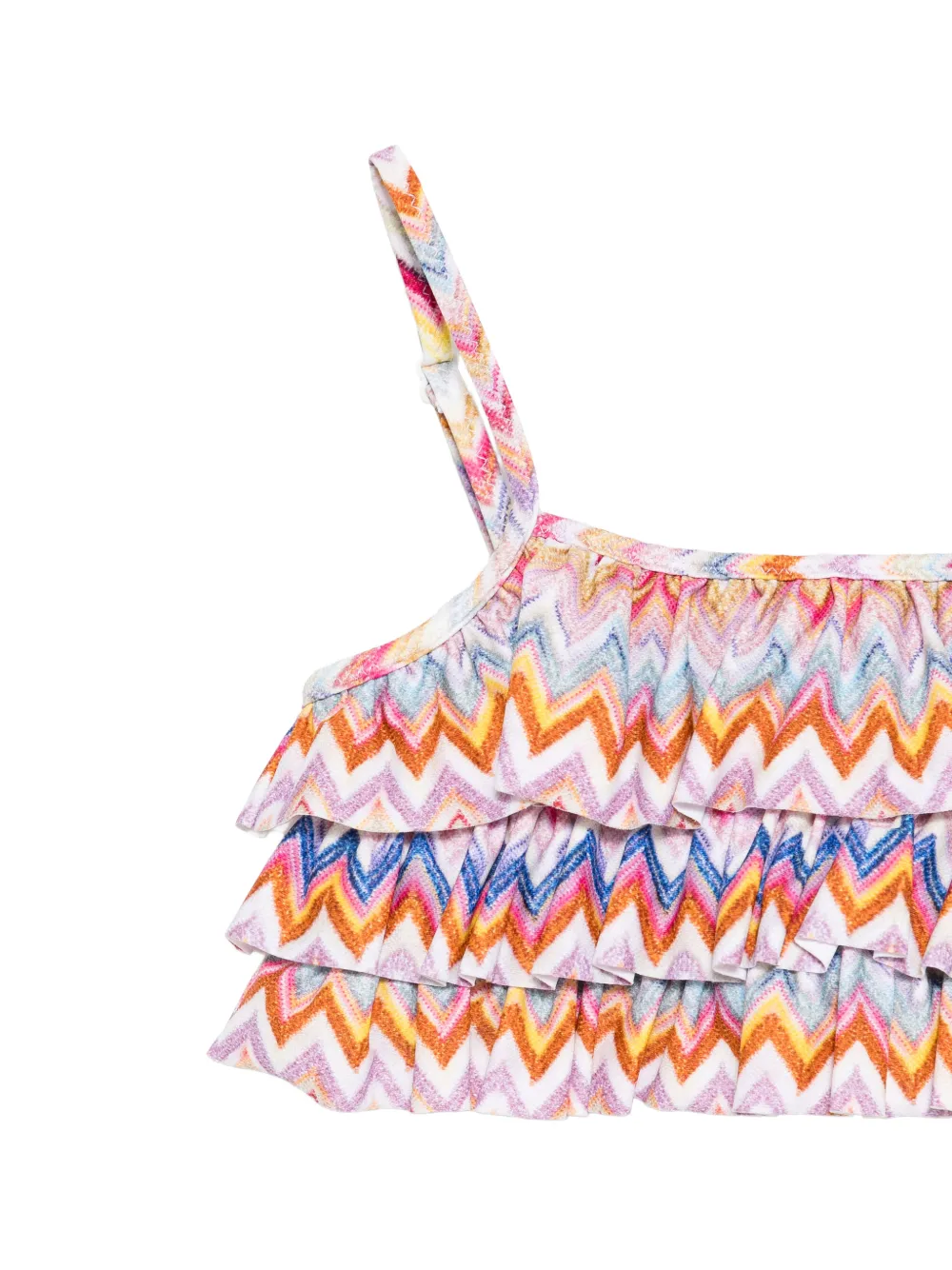  Missoni Kids Ruffled Chevron Bikini - White 