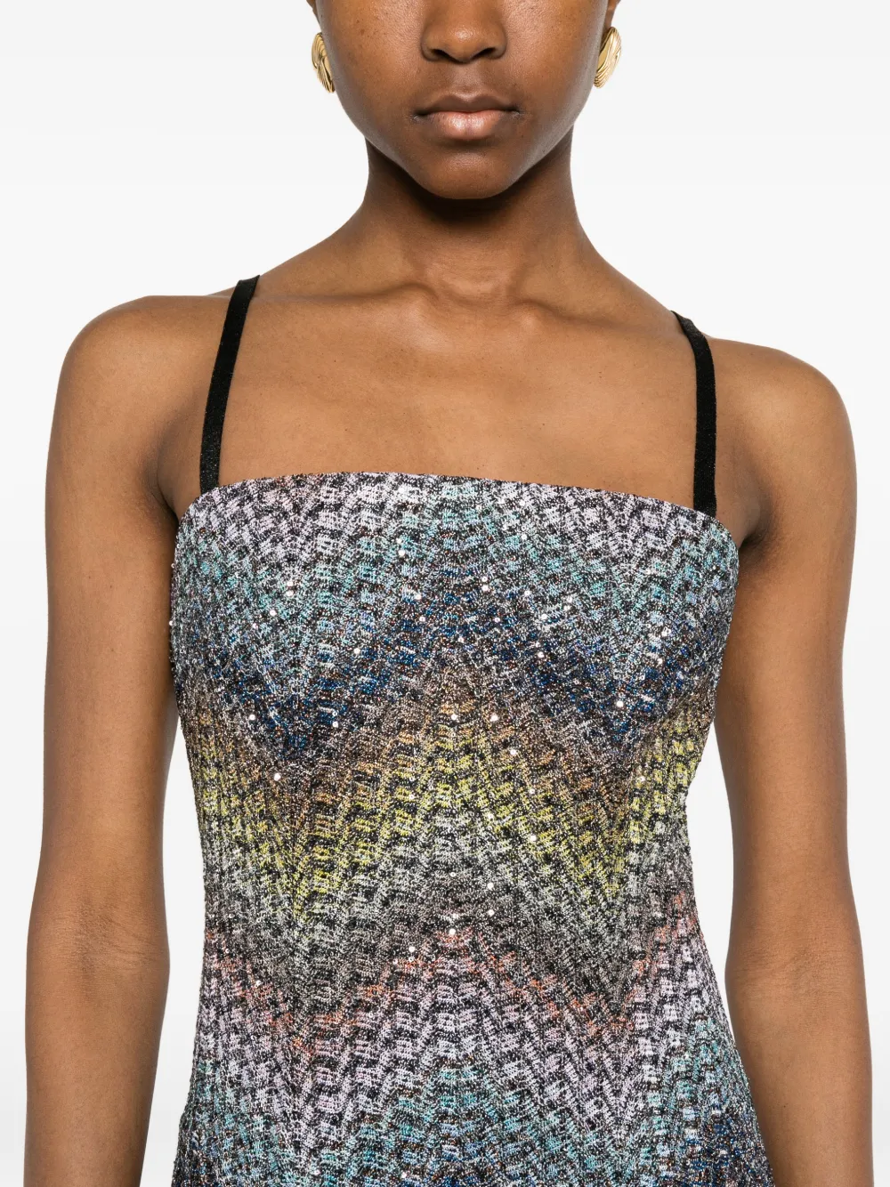 Missoni Mini-jurk verfraaid met pailletten en zigzag-patroon Blauw