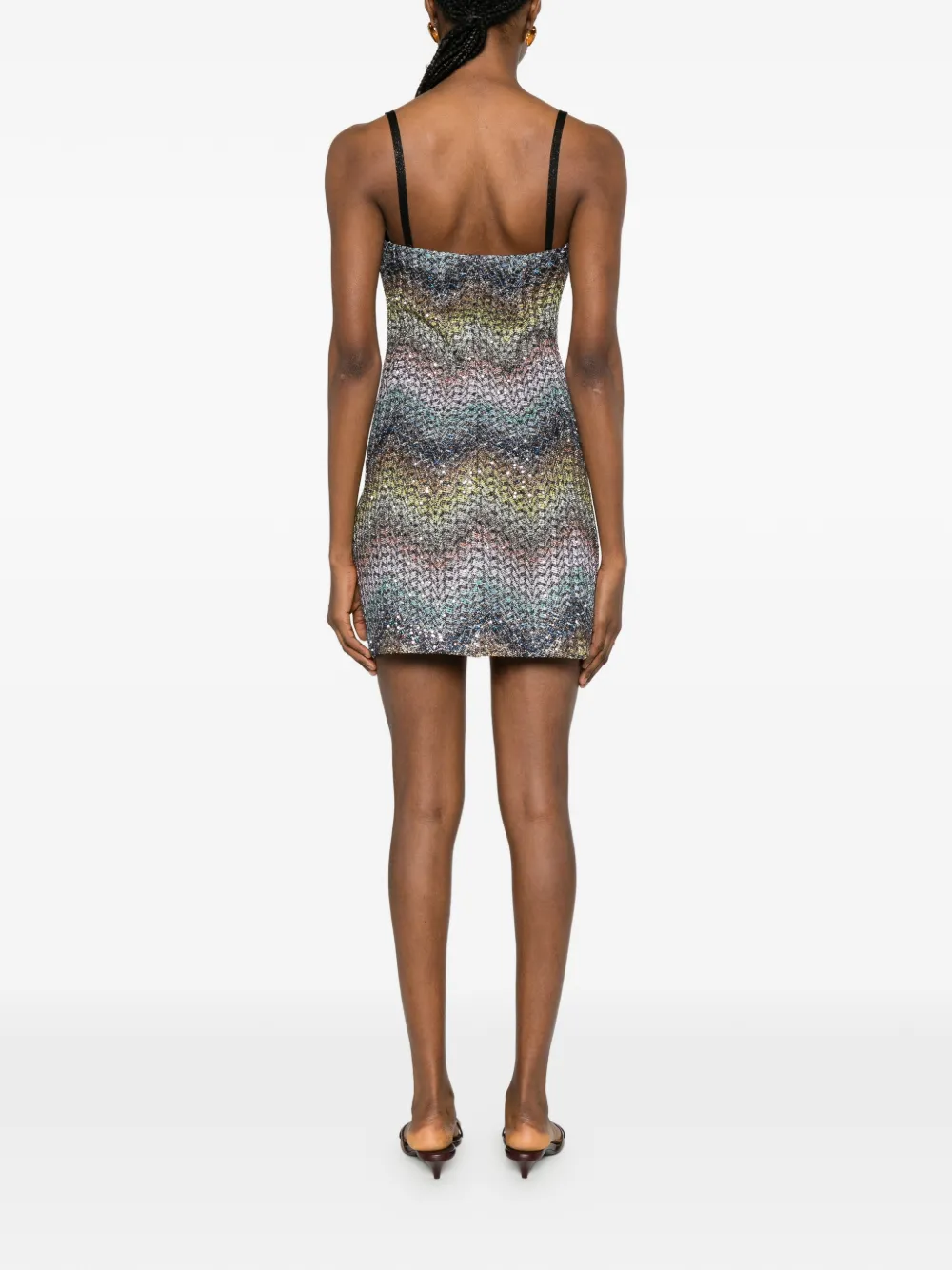 Missoni Mini-jurk verfraaid met pailletten en zigzag-patroon Blauw