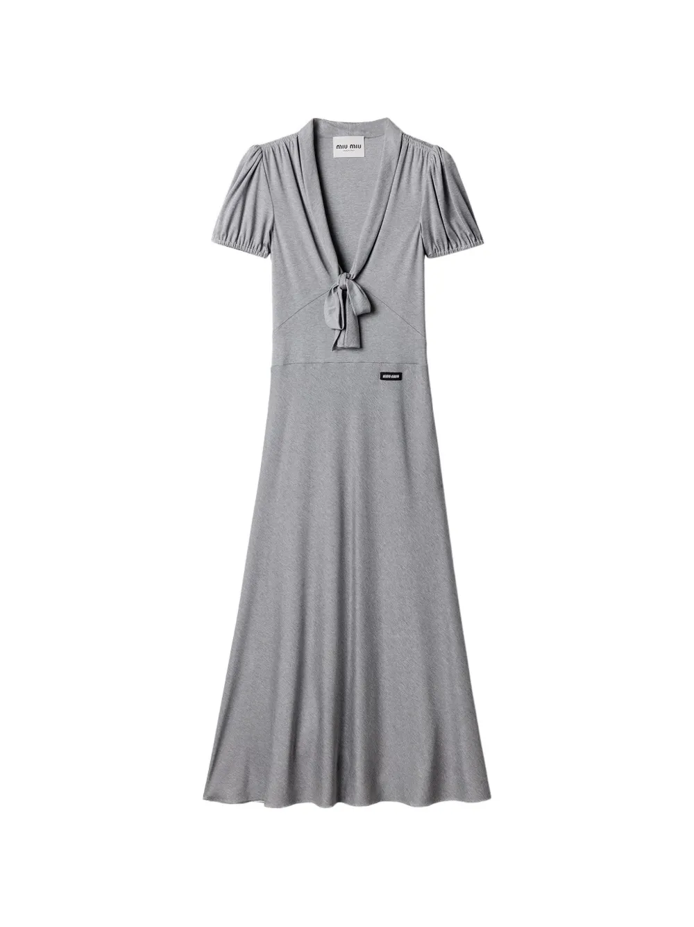 Miu Miu tie-neck midi dress - Grey