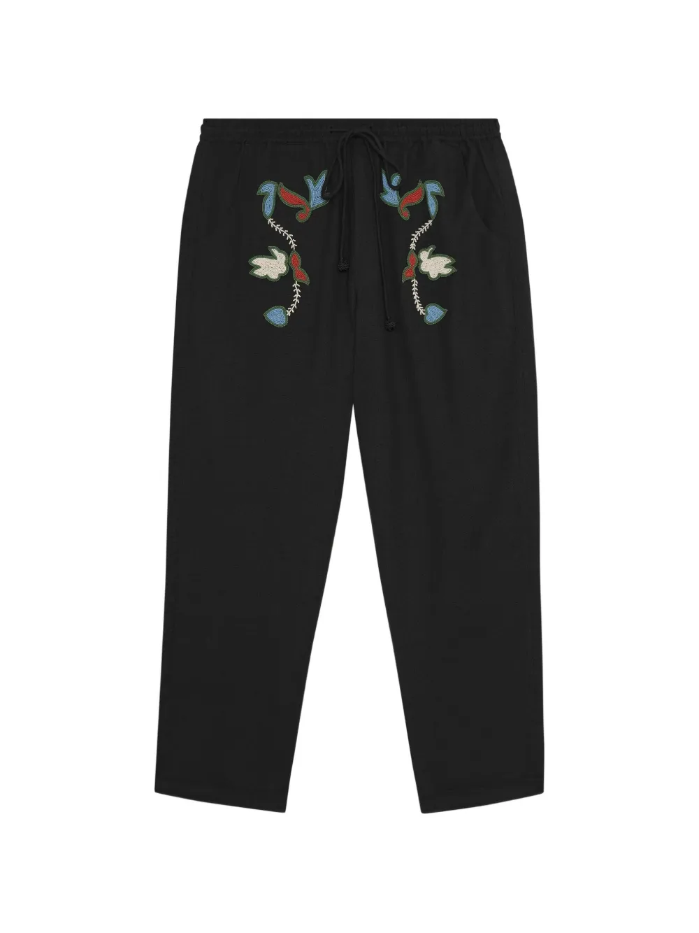 Baziszt Rouat floral-embroidered trousers - Nero