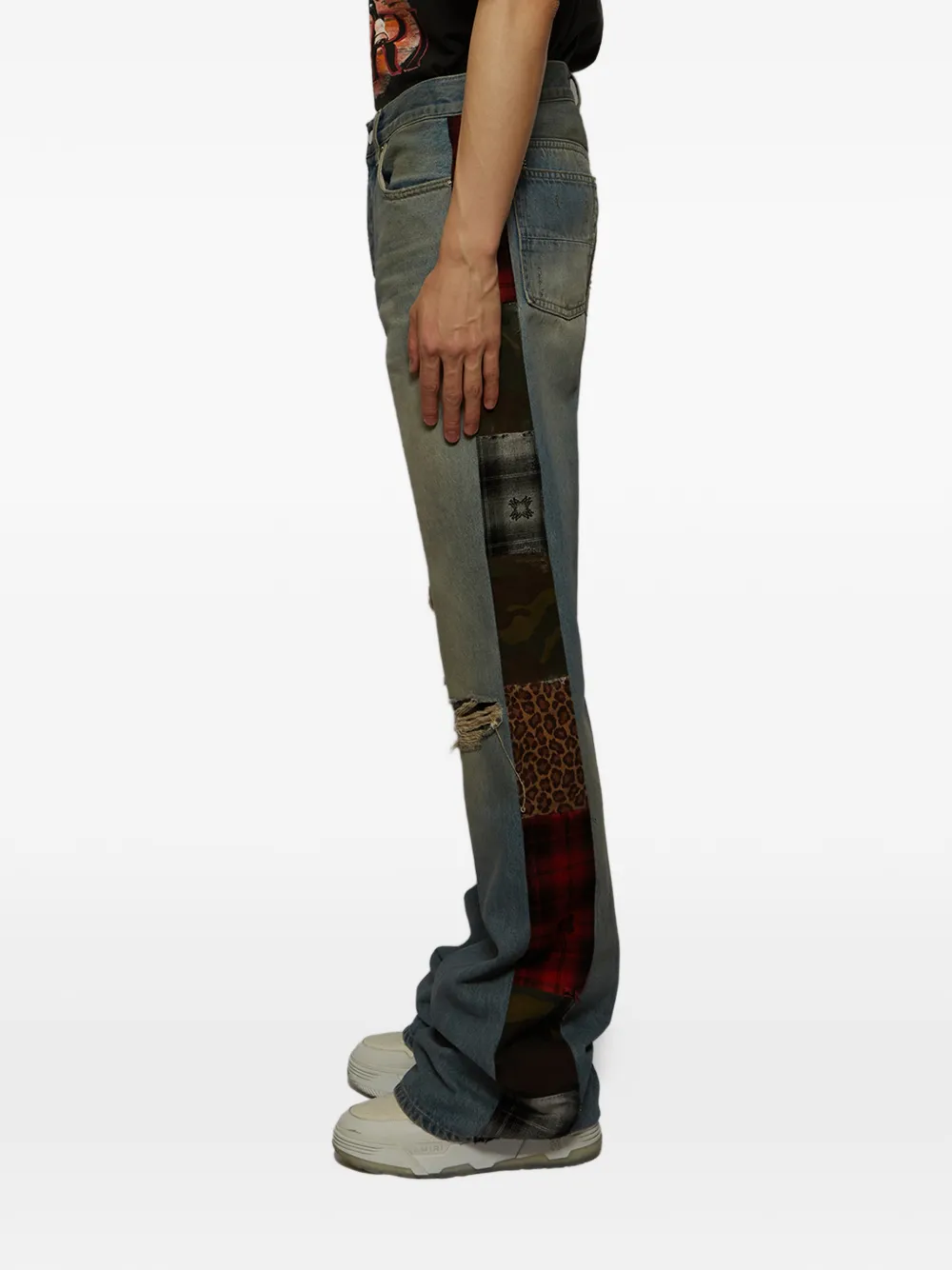 AMIRI Gerafelde jeans met patchwork Blauw