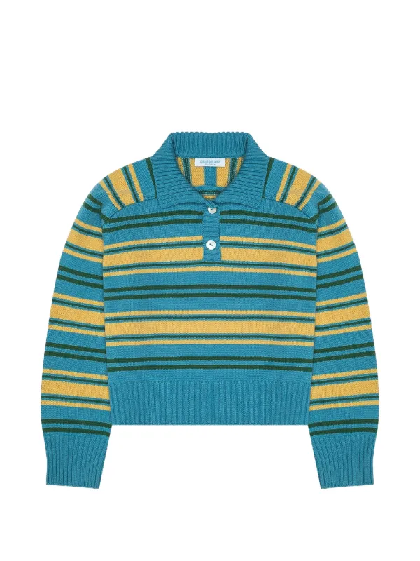 Calle Del Mar Striped Polo in Blue
