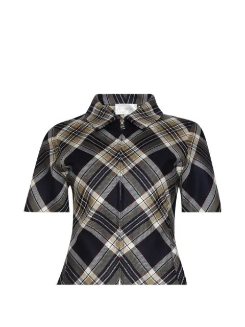 FRAME 플레이드 지퍼 반소매 탑