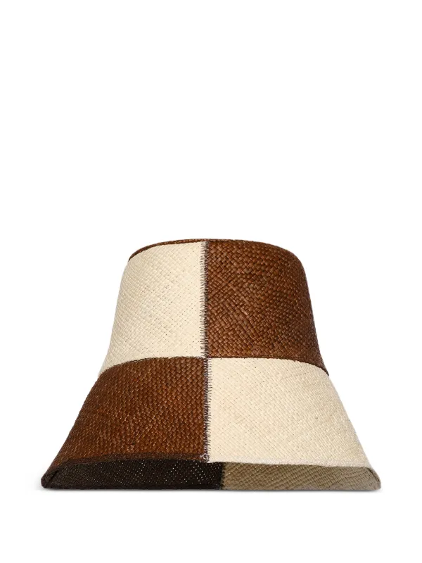 Johanna Ortiz Checked Bucket Hat in Brown