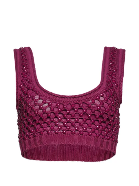 diotima beaded crocheted cropped top