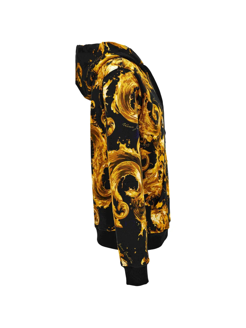 Versace Jeans Couture Hoodie met barokprint en rits Goud