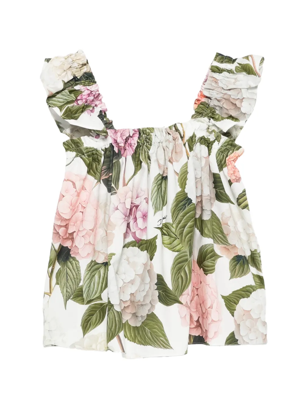 Dolce & Gabbana Kids ruffled floral-print blouse - Bianco