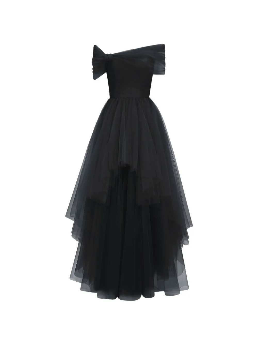 Gemy Maalouf asymmetrical tulle maxi dress - Nero