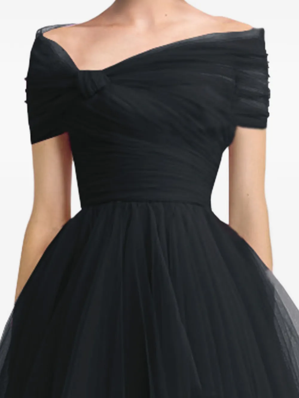 Gemy Maalouf Asymmetrische tulen maxi-jurk Zwart