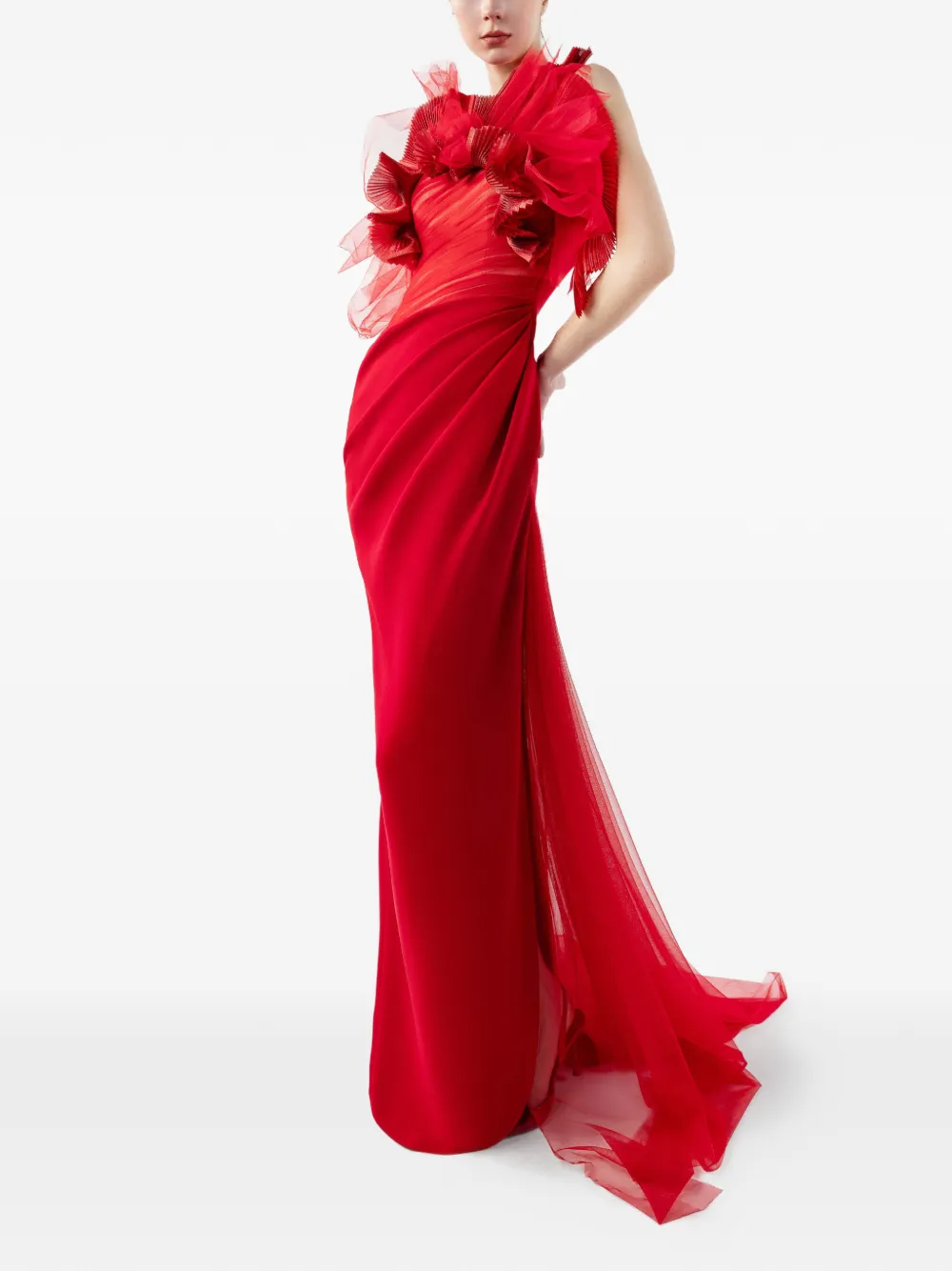  Gaby Charbachy Ruffled Gown - Red 