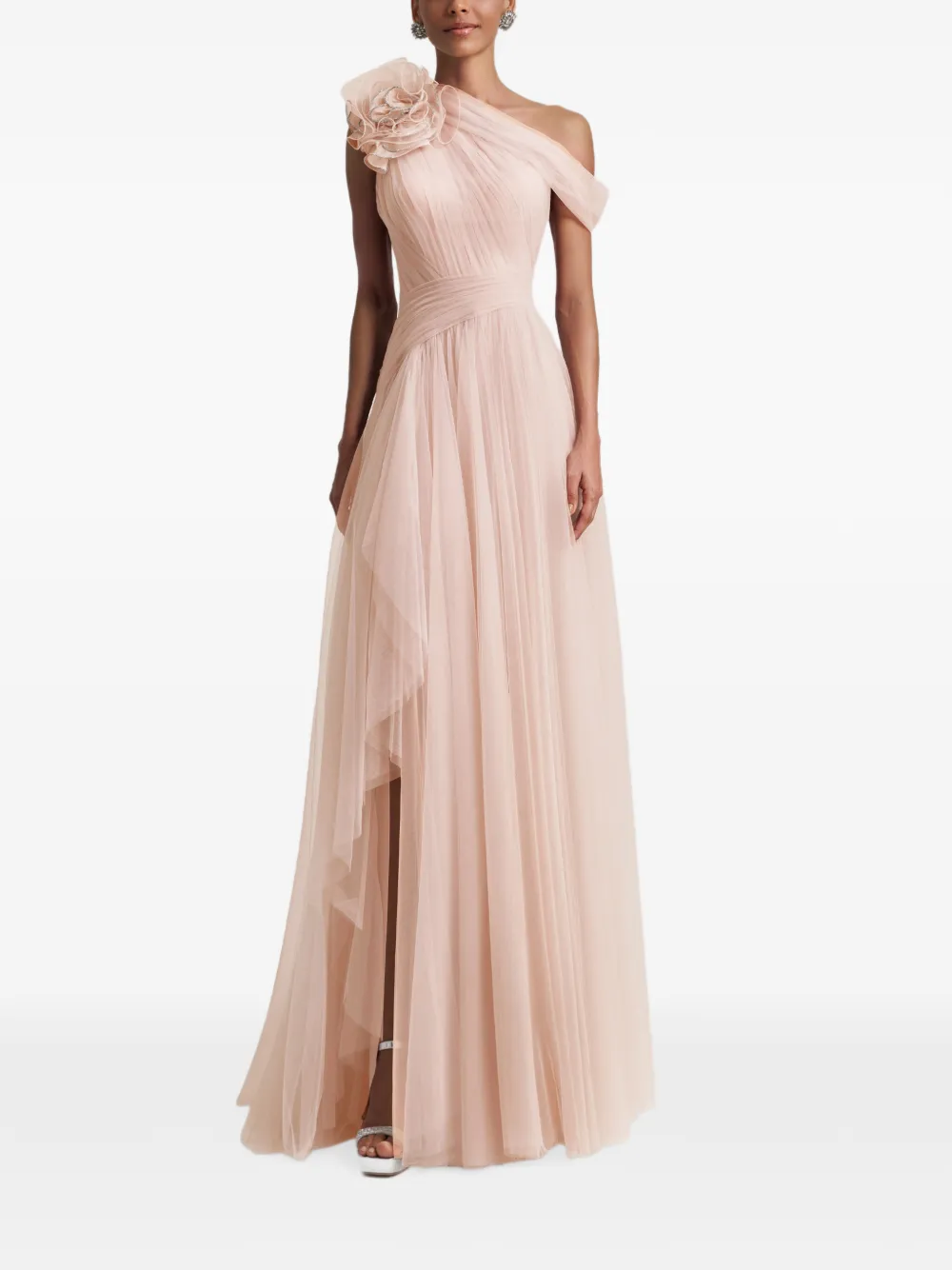 Gemy Maalouf Flower asymmetrische maxi-jurk Beige