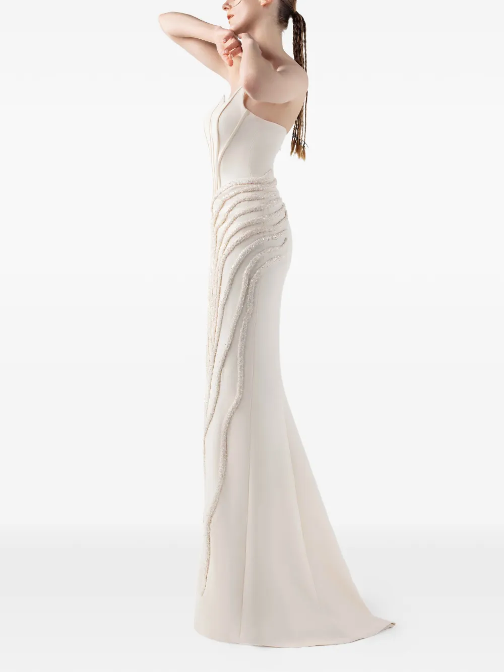 Embellished Strapless Gown